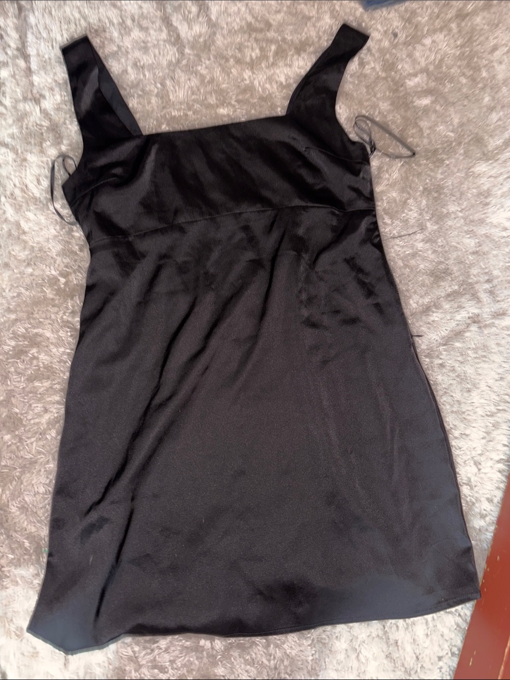 Lulu's Black Satin Slip Chemise